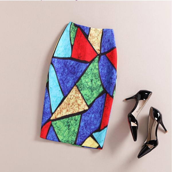 Fashion Women 16 New Print Office Skirt Spring Summer Knee-Length Pencil Back Split Skirts High Quality Faldas Saia Midi Femme 1 Print Office Skirt Spring Summer Knee-Length Pencil Back Split