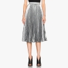 16 Summer New Fashion Vintage Metallic Bling Bling Glitter Gold Pleated Elastic Waist Women Flare Skater Midi Party Skirt