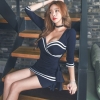 Sexy V Neck Mini Dress Fashion Collect Waist Ruffles Party Dress Patchwork