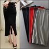 Korean Women Long Skirts High Waist Slim Thin Slit Skirt Saia Longa Rib Tight Package Hip Skirt MY917