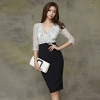Hollow out Half sleeve Deep v neck formal spring autumn female