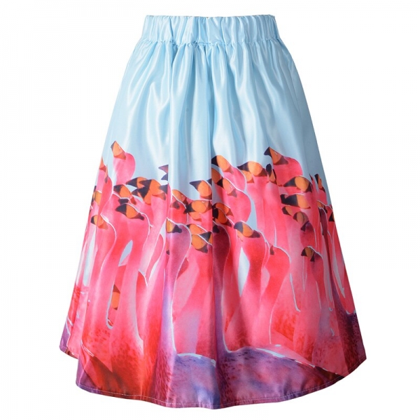 Painting Pleated Women Midi Flare Swing A Line Skirts
