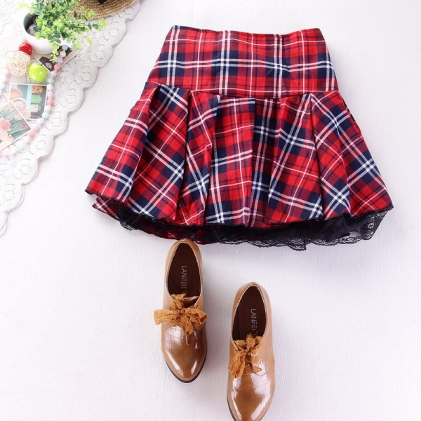 8 colors High quality school uniform skirt fashion plaid short skirt pleated lace skirt student girl Japanese preppy mini skirt 8 colors High quality school uniform skirt fashion plaid short skirt pleated lace skirt student girl Japanese preppy mini skirt