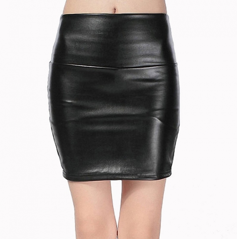 19 New fashion Women faux pu Leather skirt high waist party clothing female short pencil woman skirts saias femininas