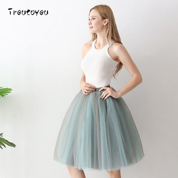 6 Layers Fashion Tutu Tulle Skirt Knee Length Pleated Skirts Womens Wedding skirt Lolita Petticoat Saia Faldas Jupe 1 6-Layer Fashion Tutu Tulle Skirt - Perfect for Weddings, Parties, and Lolita Ensembles