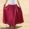 Free Shipping 18 Fashion Women Summer Spring New Linen Cotton Long Maxi Skirt Elastic Waist Bohemian Beach A-line Ladies Skirt