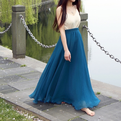High Waist Pleated Long Skirt Ladies Casual Maxi Skirts Review ⋆ ...