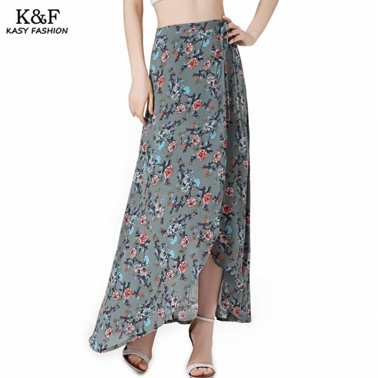 Split Maxi Beach Summer Skirt 18 High Waist Bohemian Print Casual ...