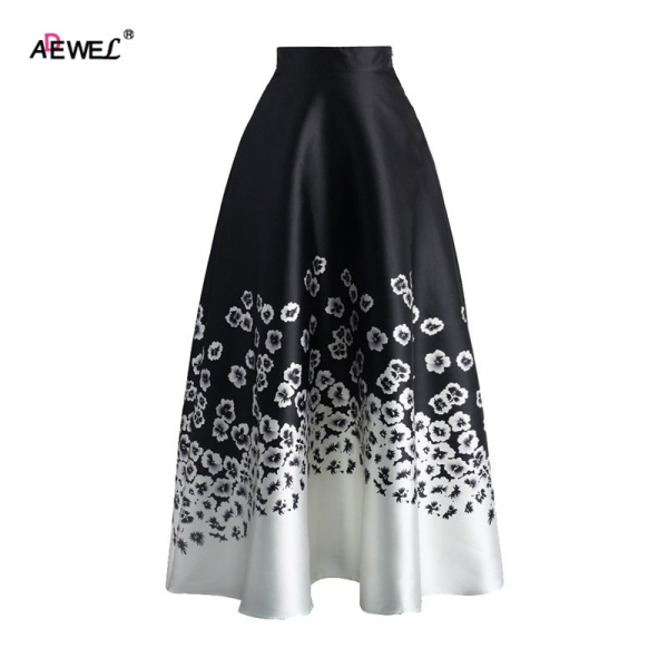 Line Skirts Elegant Floral Ptinted Casual Skirt Fashion Color Block
