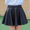 Danjeaner PU Autumn Winter Skirts Women 17 High Waist Black Slim Mini Waterproof Pleated Skirts Female Casual Leather Skirt