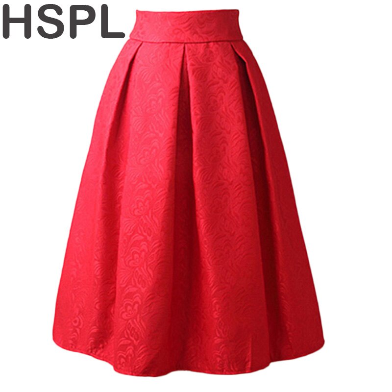 Women Skirts High Waist Pleated Midi 17 Spring Summer Vintage Skirt Work Wear Hepburn Skirts Lady Europe Saia