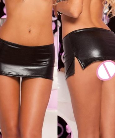 19 Hot New free shipping Sexy Black PVC Wet Look Lycra Micro Mini Skirt Party Dance Fetish