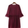 O-Neck Lacing Mini Dresses Casual Half sleeve Slim dress
