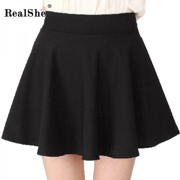RealShe Women Autumn Pleated Skirt Casual High Waist Short Tutu Skirts Womens Saia Mini 18 Jupe Femme Skirt 1 High Waist Short Tutu Skirts Womens Saia Mini
