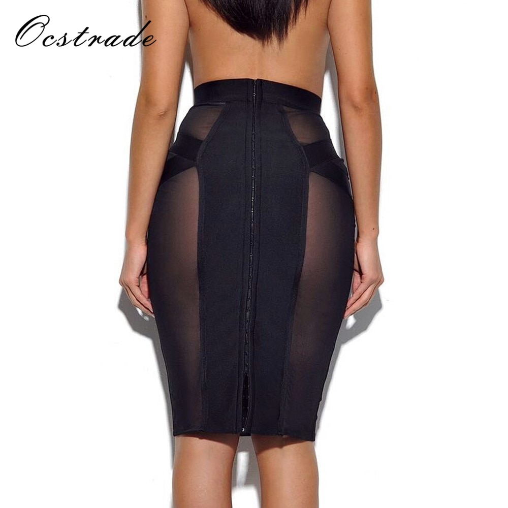 Ocstrade Womens Bandage Skirts Summer Sale New Fashion Arrival 19 Mini Sexy Sheer Black Mesh Bandage Skirt Bodycon 3