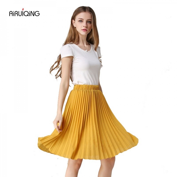 8 Colours Women Chiffon Pleated Skirt Vintage High Waist Tutu Skirts Womens Saia Midi Rokken 19 Summer Style Jupe Femme Skirt 8 Colours Women Chiffon Pleated Skirt Vintage High Waist Tutu Skirts Womens Saia Midi Rokken 19 Summer Style Jupe Femme Skirt