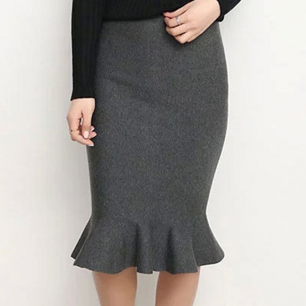 Women Knit Skirt High Waist elastic Ruffles Mermaid Skirts Female Slim Sexy Knitting Saia Autumn Winter Black Red Knitted Skirt Women Knit Skirt High Waist elastic Ruffles Mermaid Skirts Female Slim Sexy Knitting Saia Autumn Winter Black Red Knitted Skirt