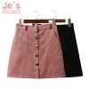 Spring Harajuku Office Lady School Women's Short Skirt Denim Style Button A-line Corduroy High Waist Pocket Mini Skirt