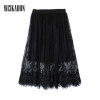 Spring Summer Women Skirt Sexy Lace Mesh Hollow Out Slim Bodycon Tight Pencil Elegant Transparent Black White Skirt D006
