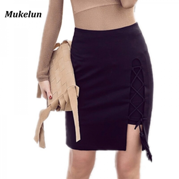 Sexy Lace Up Cross Pencil Skirt Women Elegant Hollow Out Short Skirt Spring Summer 19 Casual Split Bodycon Black Mini Skirt Sexy Lace Up Cross Pencil Skirt Women Elegant Hollow Out Short Skirt Spring Summer 19 Casual Split Bodycon Black Mini Skirt