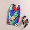 Print Office Skirt Spring Summer Knee-Length Pencil Back Split