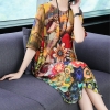 Plus Size Loose Women Print A-Line Dress New Pattern Half Sleeve