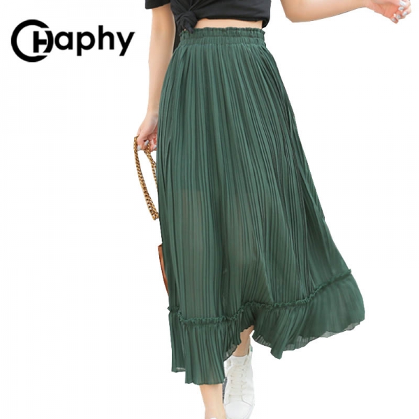Solid Pleated Chiffon Ruffle Skirts High Waist Skirt 18 Women Fashion Long A Line Ruffle Chiffon Skirts Summer Maix Skirt 1 High Waist Skirt 18 Women Fashion Long A Line Ruffle Chiffon Skirts