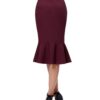 Mermaid Dark Wine Black Pencil Skirt Jupe Longue High Waist Sexy Long Skirt