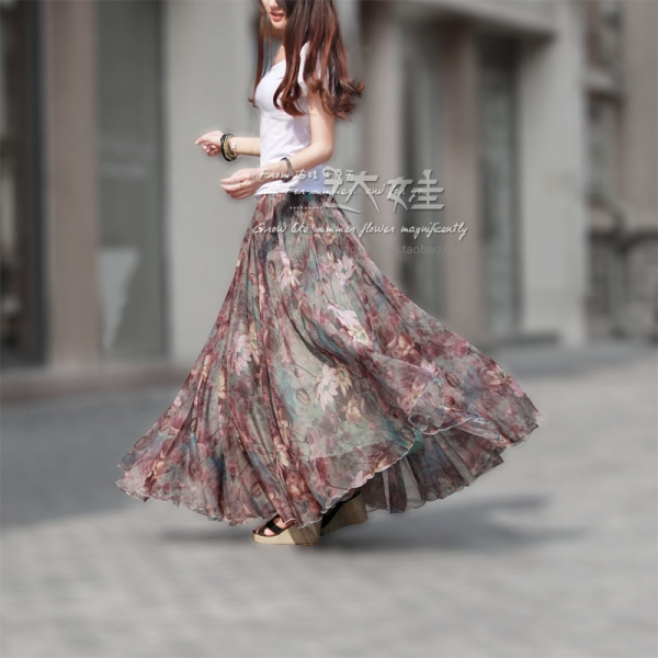Spring and summer chiffon bust skirt full beach skirts expansion bottom tulle 1 Spring and summer chiffon bust skirt full beach skirts expansion bottom tulle