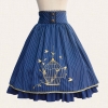 Skirt Vintage Style Striped A Line Skirt with Cage Embroidery