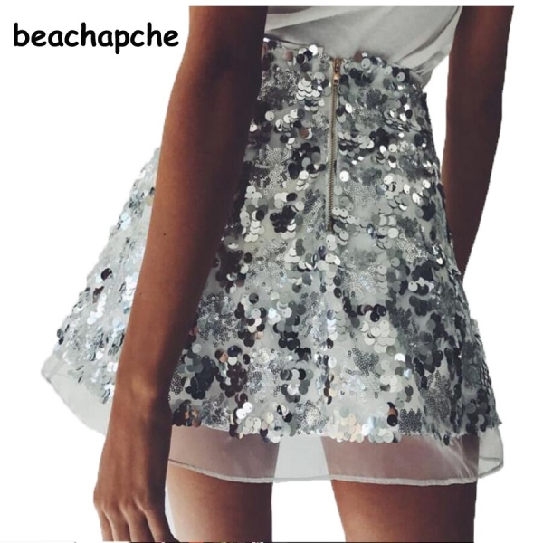 Women Skirt Sexy High Waist Party Glitter Mini Skirt Bodycon gold silver Sequin Skirt Sexy zipper Short Skirts for Women Ladies Women Skirt Sexy High Waist Party Glitter Mini Skirt Bodycon gold silver Sequin Skirt Sexy zipper Short Skirts for Women Ladies