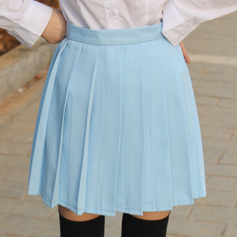 Water color Japanese high waist pleated skirts JK student Girls solid pleated skirt Cute Cosplay school uniform skirt 2
