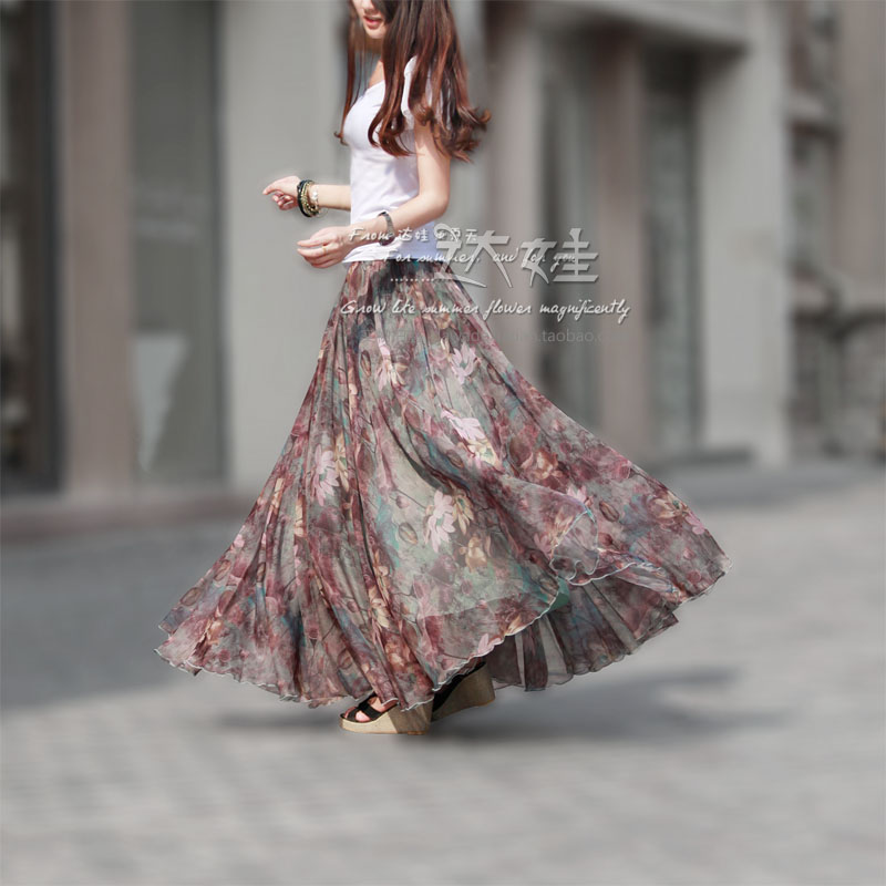 Spring and summer chiffon bust skirt full beach skirts expansion bottom tulle