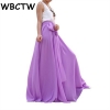 WBCTW Maxi Long Beach Skirts XXS-10XL Plus Size Elegant Woman Pleated Skirt Solid Autumn Spring 18 Chiffon High Waist Skirt