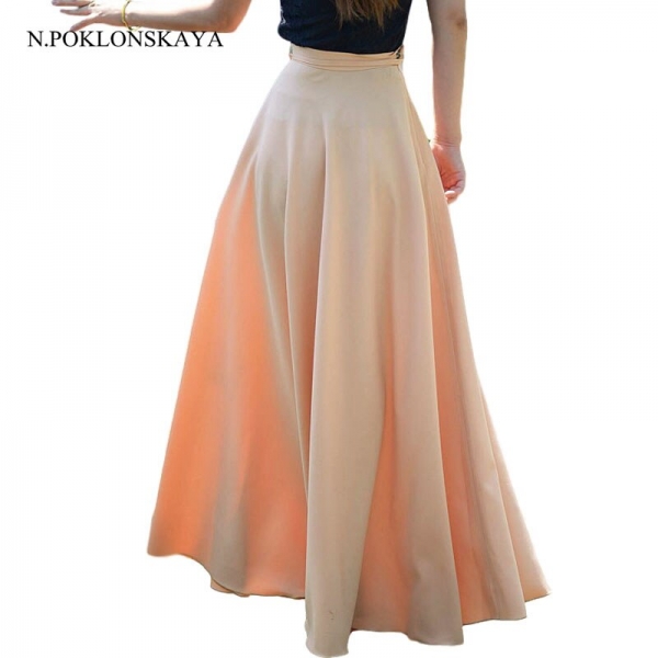 HOT 17 Maxi Long Skirt Women ladies Pleated Beach Skirts A line High Waist Womens Black Saia Longa Jupe Femme faldas mujer 1 HOT 17 Maxi Long Skirt Women ladies Pleated Beach Skirts A line High Waist Womens Black Saia Longa Jupe Femme faldas mujer