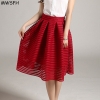 MWSFH Summer New Style Sexy Fashion Skirt women Striped Hollow-out Fluffy Skirt Swing Skirts Ladies Black Red Ball Gown Long