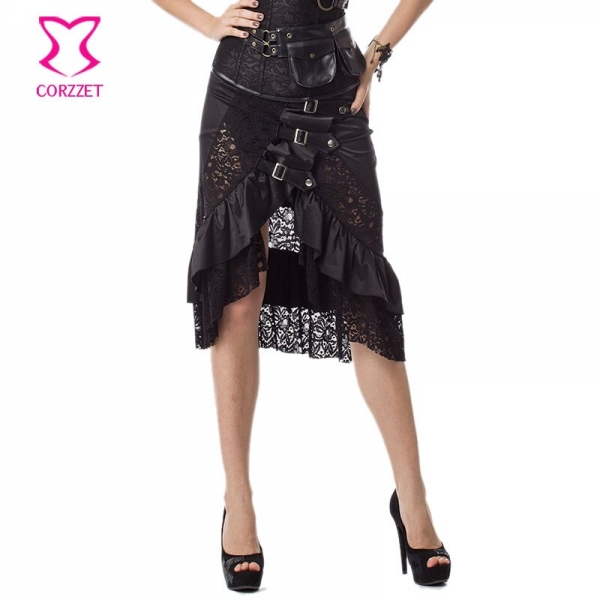 6XL Black Floral Lace & Satin Ruffles Gothic Victorian Skirt Steampunk Skirts Plus Size Women Matching Burlesque Corset Bustier 6XL Black Floral Lace & Satin Ruffles Gothic Victorian Skirt Steampunk Skirts Plus Size Women Matching Burlesque Corset Bustier