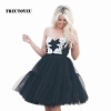 Tutu Tulle Skirt Vintage Midi Pleated Skirts Womens Lolita Petticoat