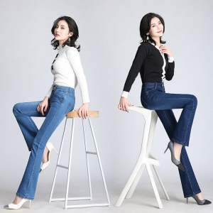 Women Vintage Jeans For Women Flare Jeans Stretch High Waist Button Casual Spring Stretchy Denim Pants