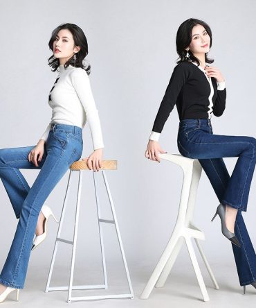Women Vintage Jeans For Women Flare Jeans Stretch High Waist Button Casual Spring Stretchy Denim Pants