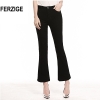 Blue Summer Thin Flare Pants Cropped High Waist Stretch Denim Pants
