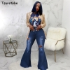 Ripped Jeans Fashion High Waist Wide Leg Pants Casual Bell-Bottoms Jeans Trousers