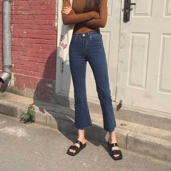 Vintage High Waisted Flare Jeans Woman Ankle Denim Trousers Slim Elegant High Rise Wide Leg Jeans For Women Ladies All-Match 1 Ankle Denim Trousers Slim Elegant High Rise Wide Leg Jeans For Women Ladies All-Match