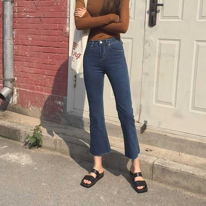 Vintage High Waisted Flare Jeans Woman Ankle Denim Trousers Slim Elegant High Rise Wide Leg Jeans For Women Ladies All-Match 1