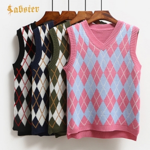 Fashion Casual Tank Tops Pullover Elasticity Sweater Spring Autumn Women Sleeveless V-Neck Knitted Vest kz373
