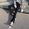 High Waist black flare Tassel Jeans Woman Thin Fringed Edges Ankle trousers Horn high waist skinny bell bottom Denim Pant Female