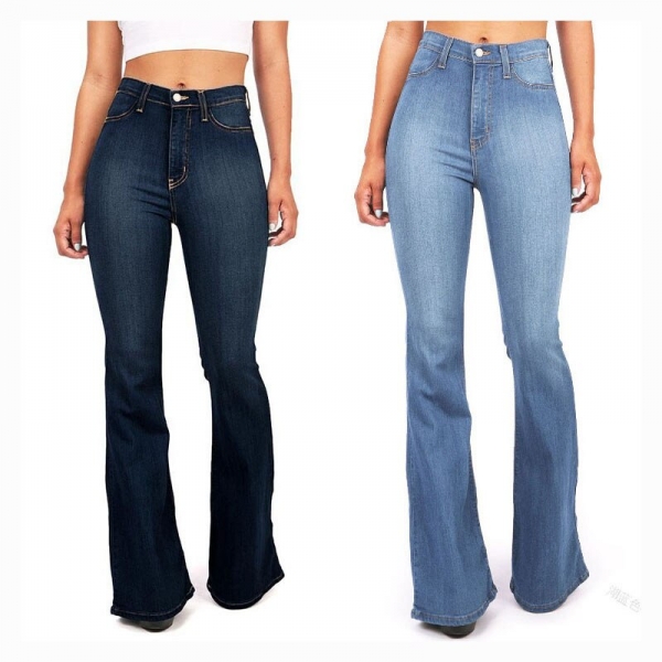 Women's Washed Fashion Jeans Flared Long Pants Hip Lift Sexy Trousers