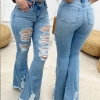 Ripped wide leg jeans Denim Trousers Vintage bell bottom jeans High Waist Pants