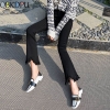High Waist black flare Tassel Jeans Woman Thin Fringed Edges Ankle