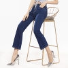 FERZIGE Womens Jeans Solid Black Blue Summer Thin Flare Pants Cropped High Waist Stretch Denim Pants for Yong Girls Fashoin